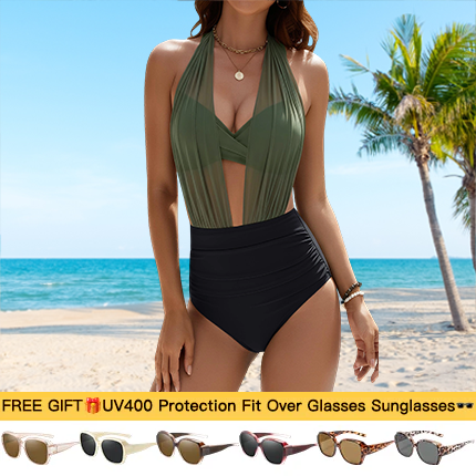 🏖️SUMMER HOT SALE £14.99 with FREE GIFT👙🎁 Women's High Waisted Bikini Set 🌺 – Tummy Control 2-Piece Swimsuit for Confident Summer Style 💕 | Modest Yet Sexy Swimwear