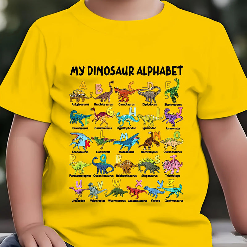 π₯π New Arrival: Half-Price Offer π₯ Children's T-shirt with Dinosaur and Letter Prints