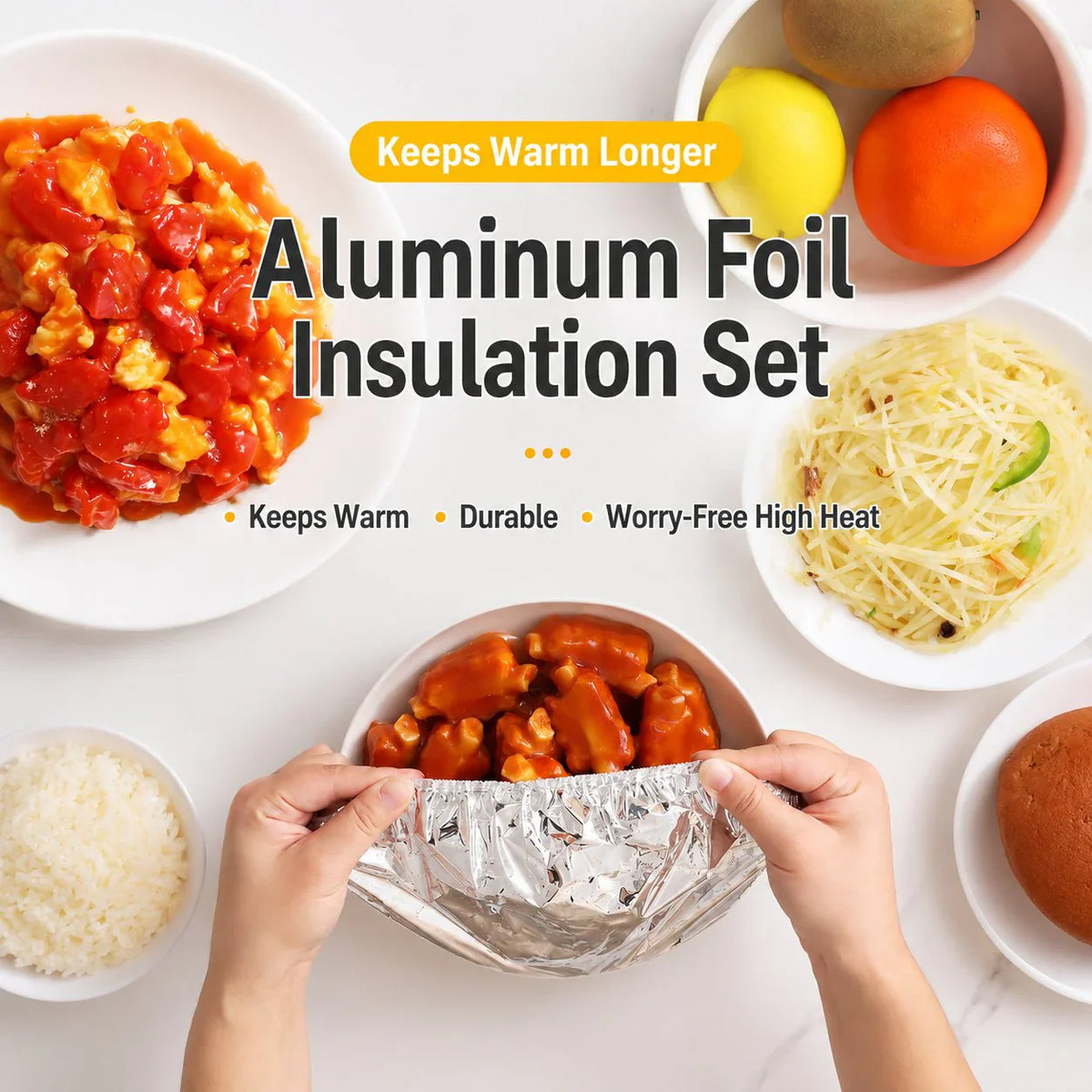 🏆 Last Day Special Price £6.99!!🍽️Reusable Aluminum Foil Thermal Food Cover — Heat-Retaining, Washable & Freshness-Preserving Kitchen Essential