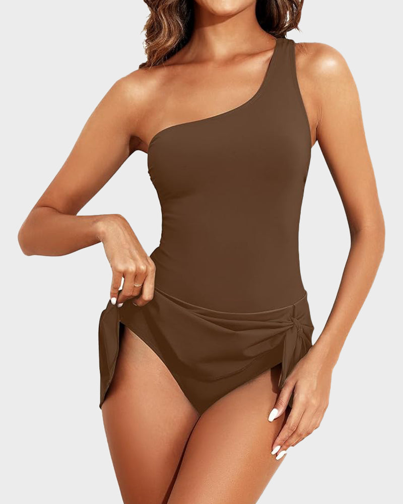 ⛱️LAST DAY SPECIAL SALE 70% OFF!!💖 👙One Shoulder Skirted One Piece Swimsuit