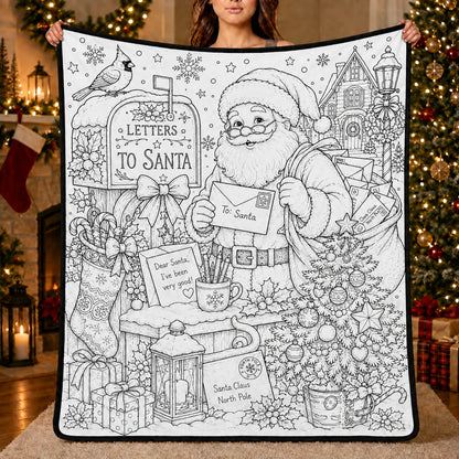 DIY Christmas Drawing Blanket with 24 Colors Markers, Doodle Your Own Xmas Blanket, Customizable Washable Paint Play Blanket for Adults, Kids