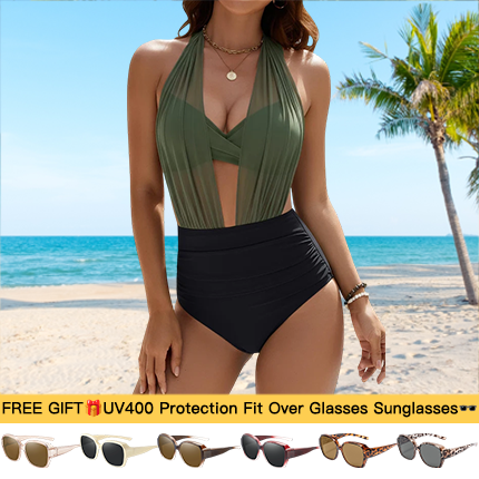 🏖️SUMMER HOT SALE £14.99 with FREE GIFT👙🎁 Women's High Waisted Bikini Set 🌺 – Tummy Control 2-Piece Swimsuit for Confident Summer Style 💕 | Modest Yet Sexy Swimwear