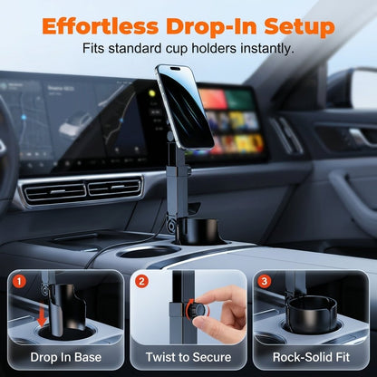 48%OFF|🔥Car Cup Holder Phone Mount – 360° adjustable, strong N52 magnet, one-handed operation, fits all phones, stable magnetic and clamp models for safe driving