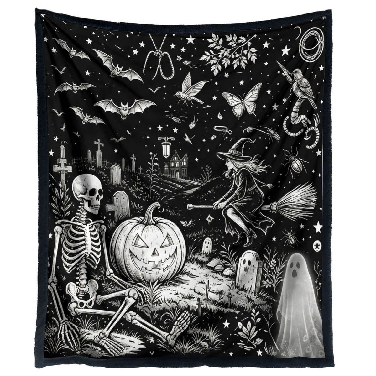 🎨Halloween Colouring Sherpa Blanket| Washable, Reusable, DIY Spooky Decor & Family Craft Gift