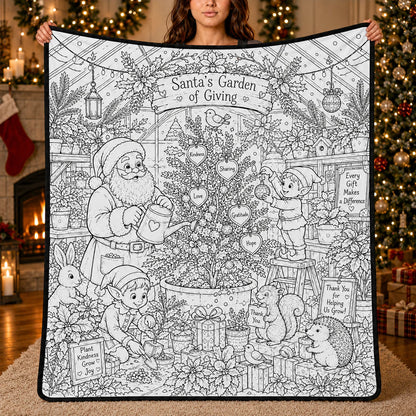 DIY Christmas Drawing Blanket with 24 Colors Markers, Doodle Your Own Xmas Blanket, Customizable Washable Paint Play Blanket for Adults, Kids