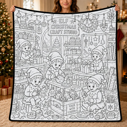 DIY Christmas Drawing Blanket with 24 Colors Markers, Doodle Your Own Xmas Blanket, Customizable Washable Paint Play Blanket for Adults, Kids
