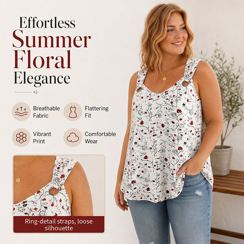 🏖️Summer Hot Sale 60% OFF🏝️🌸Women's Floral Print Tank Top – Chic V-Neck & Flowy Fit – Summer Wardrobe Essential🌞