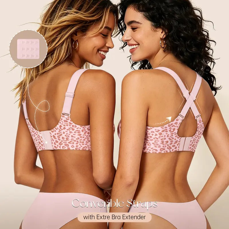 💗LAST WEEK- ONLY￡10.99!!⚡50K+ SOLD🎁Jelly Wireless Womens Comfortable Wireless Bras Push Up Bralettes Seamless Tshirts Bras Deep V Everyday Bras