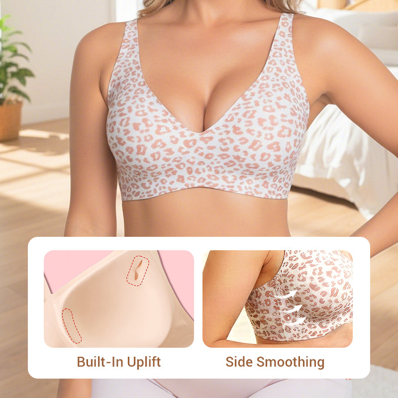 💗LAST WEEK- ONLY￡10.99!!⚡50K+ SOLD🎁Jelly Wireless Womens Comfortable Wireless Bras Push Up Bralettes Seamless Tshirts Bras Deep V Everyday Bras