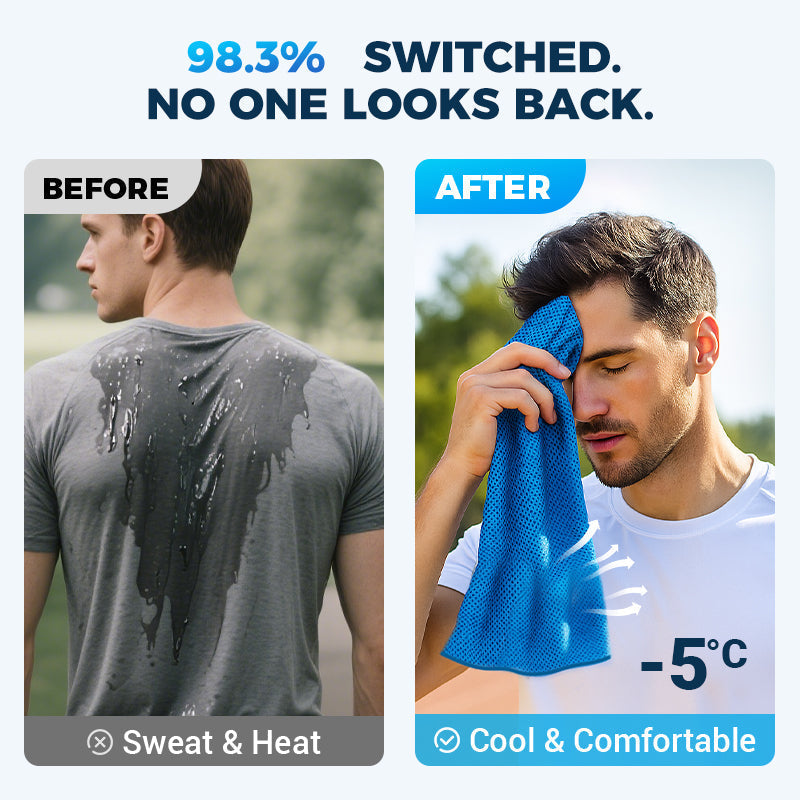 ⏰🔥Last Day Buy 1 Get 1 Free (Each only ￡3.99)❄️Cold Sweat Towel You Can Use Anywhere, Anytime! Reusable Soft Absorbent Cooling Portable