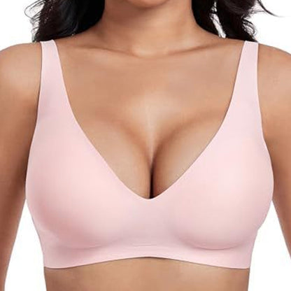 💗LAST WEEK- ONLY￡10.99!!⚡50K+ SOLD🎁Jelly Wireless Womens Comfortable Wireless Bras Push Up Bralettes Seamless Tshirts Bras Deep V Everyday Bras