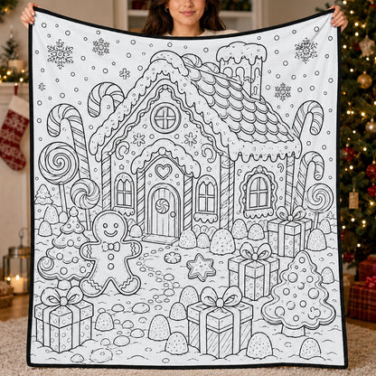 DIY Christmas Drawing Blanket with 24 Colors Markers, Doodle Your Own Xmas Blanket, Customizable Washable Paint Play Blanket for Adults, Kids
