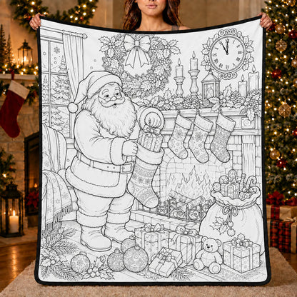 DIY Christmas Drawing Blanket with 24 Colors Markers, Doodle Your Own Xmas Blanket, Customizable Washable Paint Play Blanket for Adults, Kids