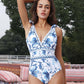 🔥LAST DAY SALE - ONLY £12.99!!⚡50K+ SOLD!👙V Neck Lace Up Printed One Piece Swimsuit and Skirt