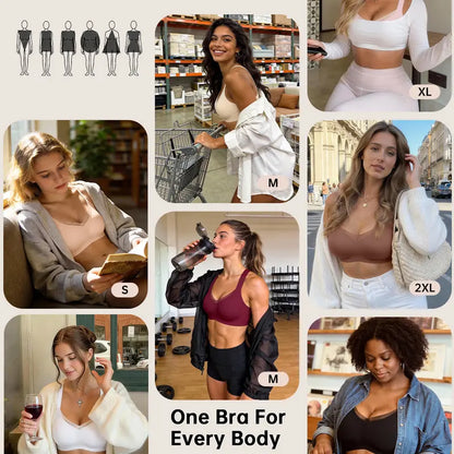 💗LAST WEEK- ONLY￡10.99!!⚡50K+ SOLD🎁Jelly Wireless Womens Comfortable Wireless Bras Push Up Bralettes Seamless Tshirts Bras Deep V Everyday Bras