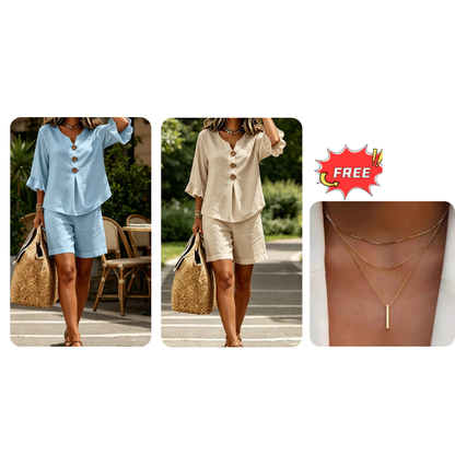 🎁Last Day Promotion 50% OFF🔥Women's Casual Cotton Two-Piece Outfit