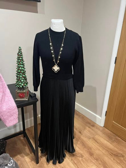 🔥Black Friday Promotion 50%OFF🔥Women's solid color Long Sleeve Jumper & Pleated Bottom Dress