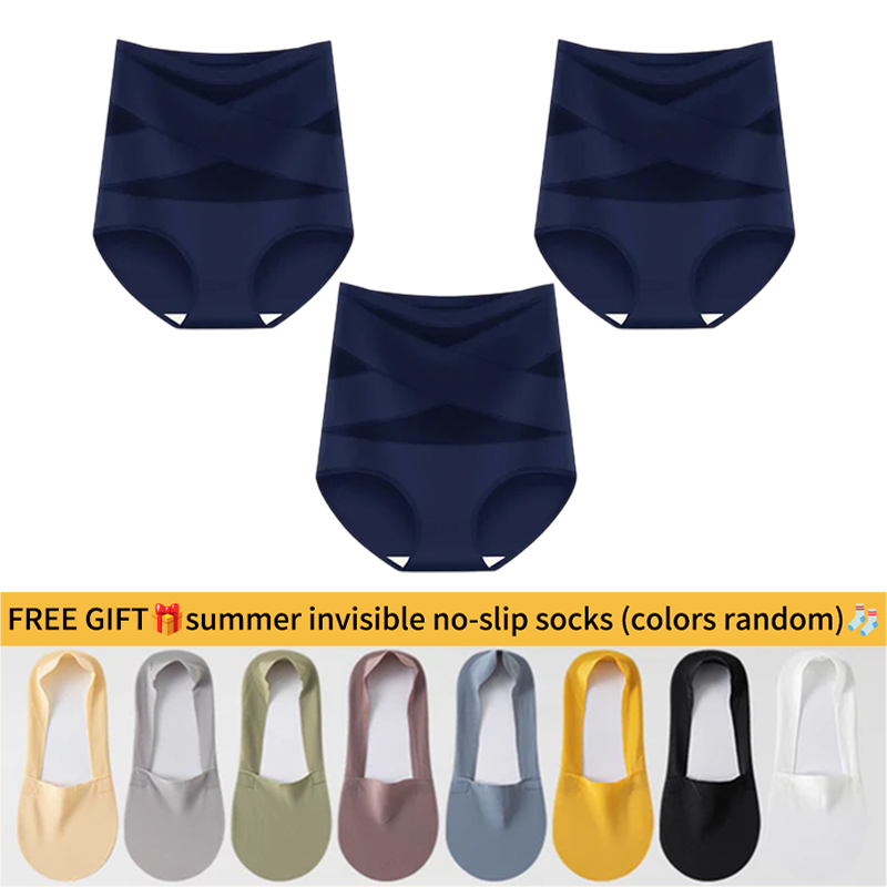 💖Last Day-Buy 1 Get 3 Packs💖Plus-Size High-Waist Cross Tummy Control Panties🎁Free socks Today!!