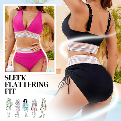 🔥Summer Hot Sale £12.99!!💥50K+ SOLD!-👙High Waisted Tummy Control Color Block Bikini Sets