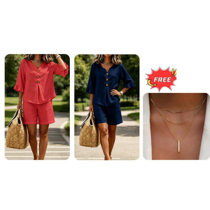 🎁Last Day Promotion 50% OFF🔥Women's Casual Cotton Two-Piece Outfit