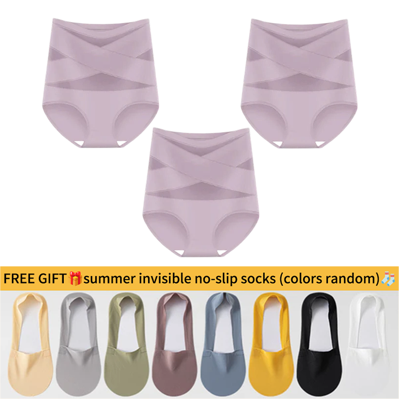 💖Last Day-Buy 1 Get 3 Packs💖Plus-Size High-Waist Cross Tummy Control Panties🎁Free socks Today!!