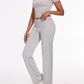 Women's Casual Solid Color T-Shirt & Straight Leg Pants Set