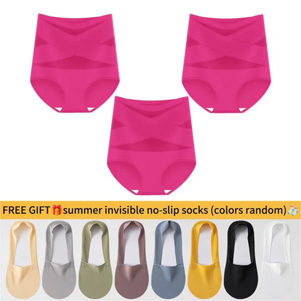 💖Last Day-Buy 1 Get 3 Packs💖Plus-Size High-Waist Cross Tummy Control Panties🎁Free socks Today!!