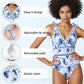 🔥LAST DAY SALE - ONLY £12.99!!⚡50K+ SOLD!👙V Neck Lace Up Printed One Piece Swimsuit and Skirt