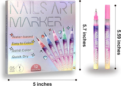 🎁LAST WEEK SPECIAL PRICE: £9.99!!⚡50K+ SOLD!🎨💅12 Colors Nail Art Pens Set