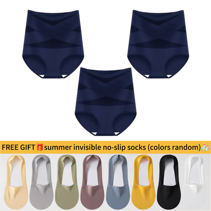 💖Last Day-Buy 1 Get 3 Packs💖Plus-Size High-Waist Cross Tummy Control Panties🎁Free socks Today!!