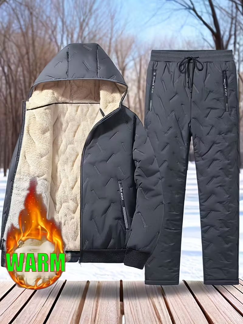 Men's Stylish Warm Jacket & Pants Two-Piece Set