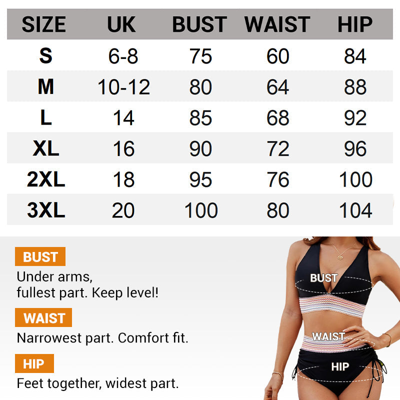 🔥Summer Hot Sale £12.99!!💥50K+ SOLD!-👙High Waisted Tummy Control Color Block Bikini Sets
