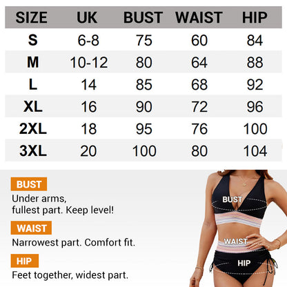 🔥Summer Hot Sale £12.99!!💥50K+ SOLD!-👙High Waisted Tummy Control Color Block Bikini Sets