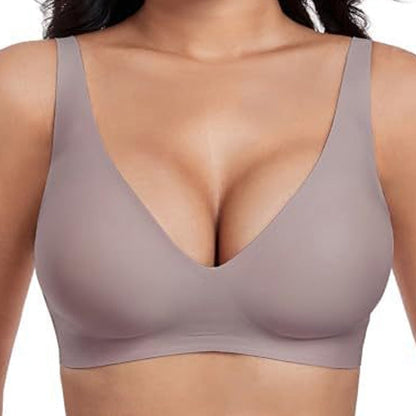 💗LAST WEEK- ONLY￡10.99!!⚡50K+ SOLD🎁Jelly Wireless Womens Comfortable Wireless Bras Push Up Bralettes Seamless Tshirts Bras Deep V Everyday Bras