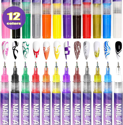 🎁LAST WEEK SPECIAL PRICE: £9.99!!⚡50K+ SOLD!🎨💅12 Colors Nail Art Pens Set