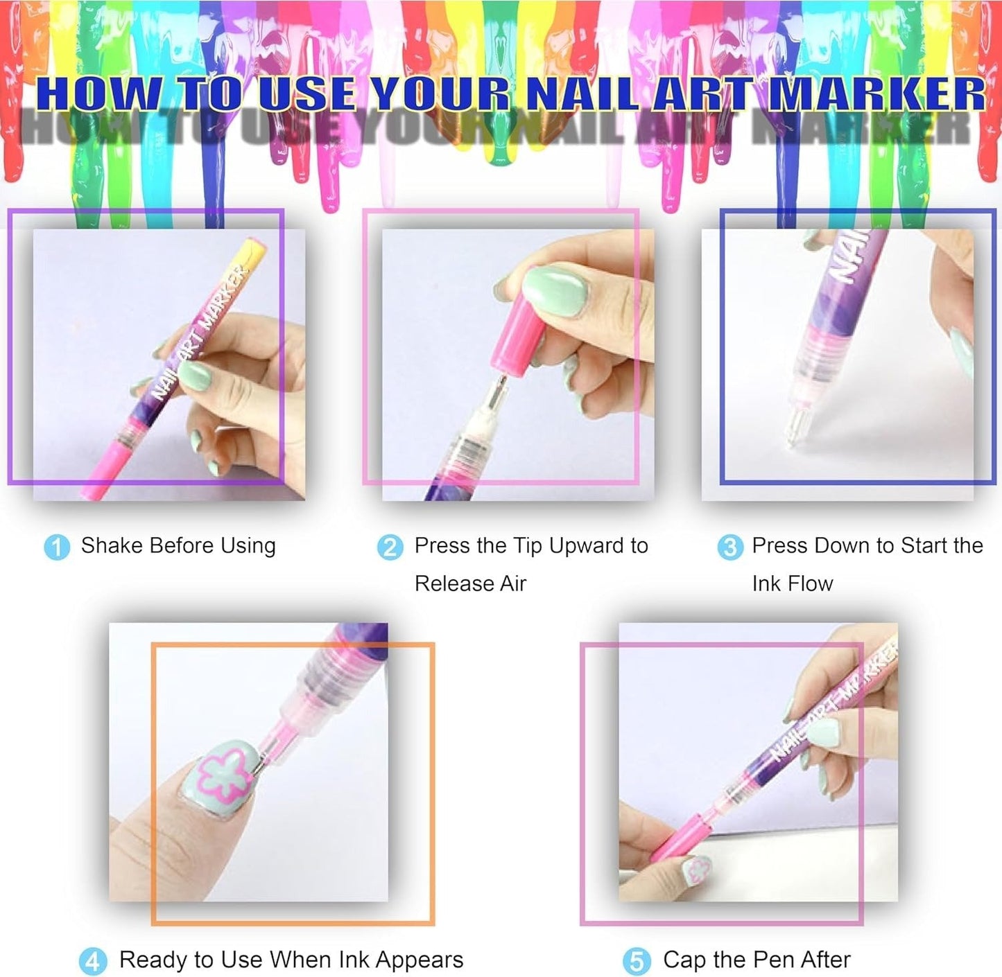 🎁LAST WEEK SPECIAL PRICE: £9.99!!⚡50K+ SOLD!🎨💅12 Colors Nail Art Pens Set