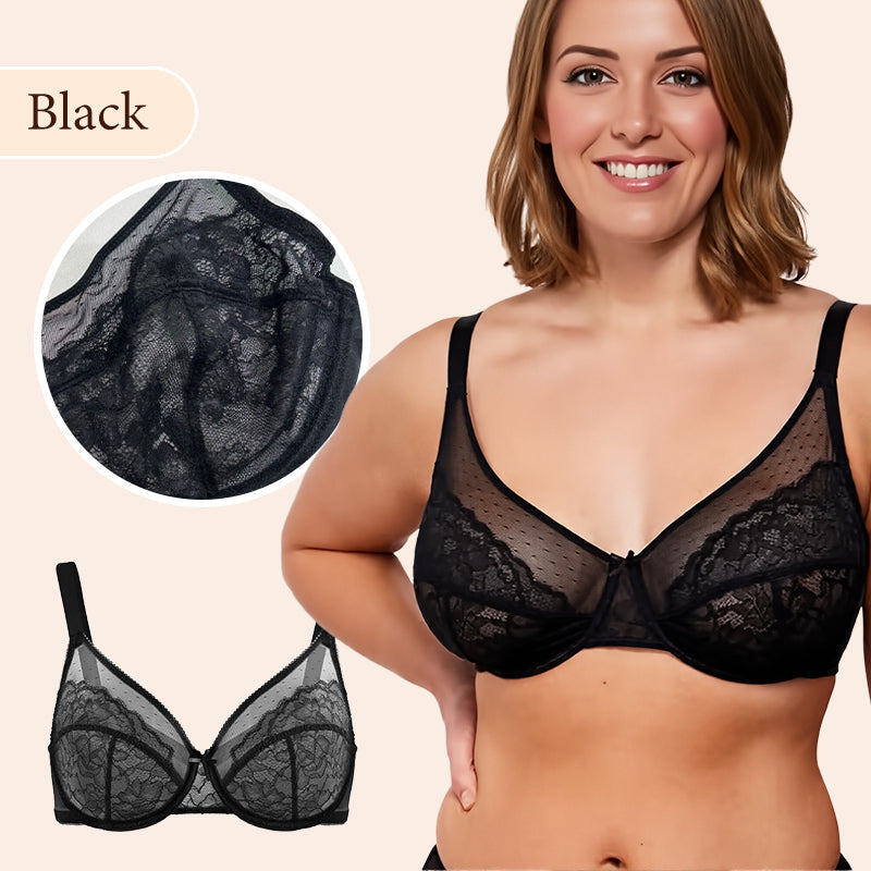 ⏳Brand Weekly Promotion 70% OFF!🖤Women's Mermaid Scales Lace Minimiser Bra Full Cup Wide Side Bands Adjustable Straps