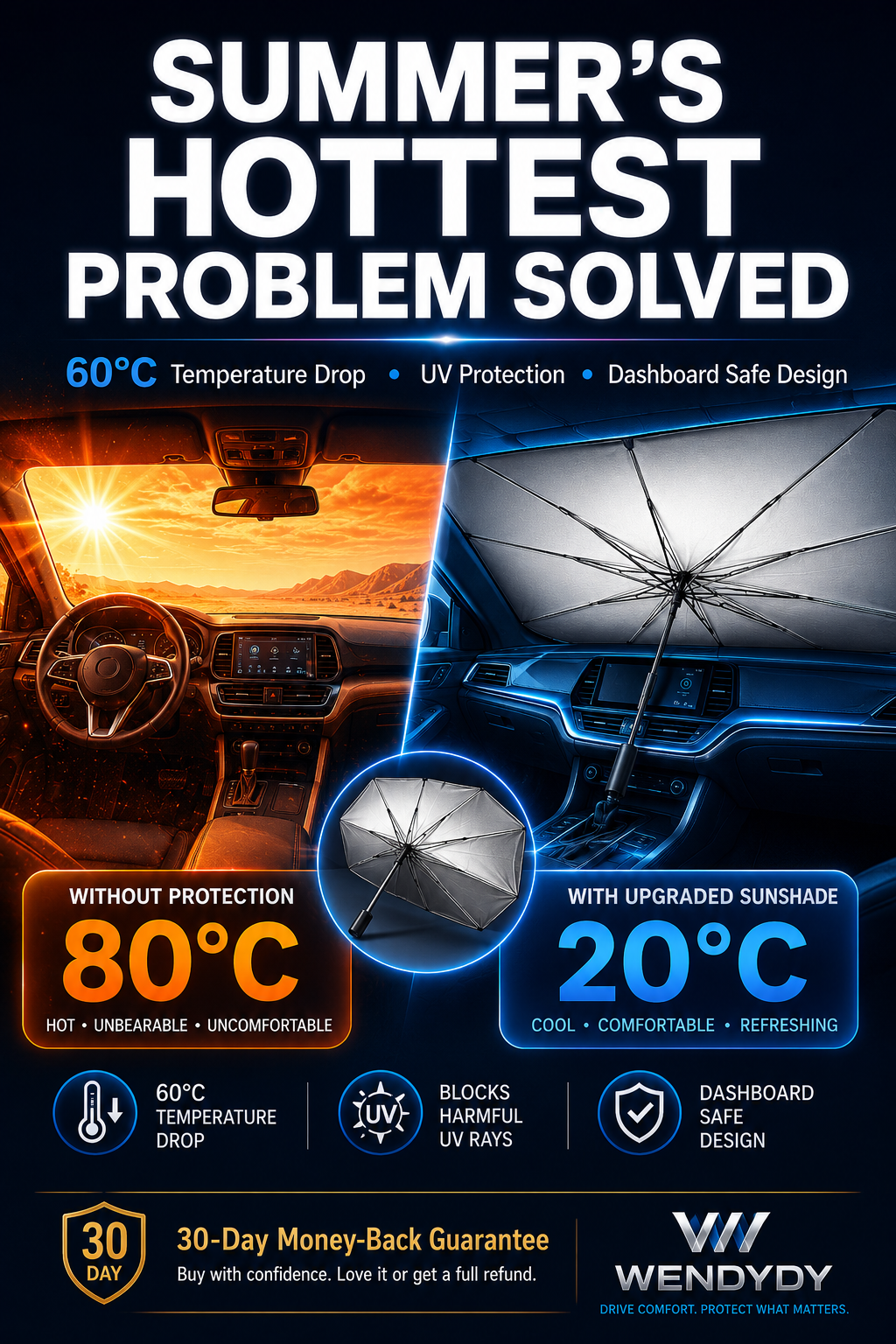 ✨️Last Day 50% OFF - 2026 Upgraded Car Windshield Sun Shade Umbrella
