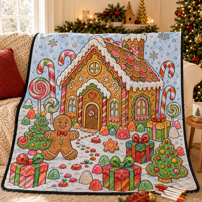 DIY Christmas Drawing Blanket with 24 Colors Markers, Doodle Your Own Xmas Blanket, Customizable Washable Paint Play Blanket for Adults, Kids
