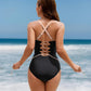 🔥LAST DAY SALE - ONLY £14.98!!⚡50K+ SOLD!👙Color Block Tummy Control One-Piece Swimsuit