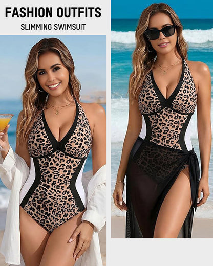 🔥LAST DAY SALE - ONLY £14.98!!⚡50K+ SOLD!👙Color Block Tummy Control One-Piece Swimsuit
