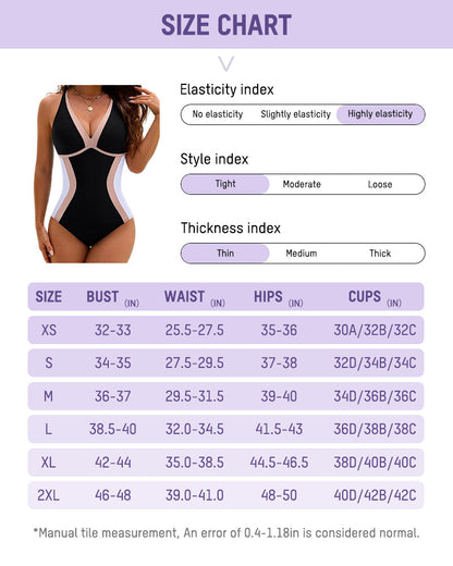🔥LAST DAY SALE - ONLY £14.98!!⚡50K+ SOLD!👙Color Block Tummy Control One-Piece Swimsuit