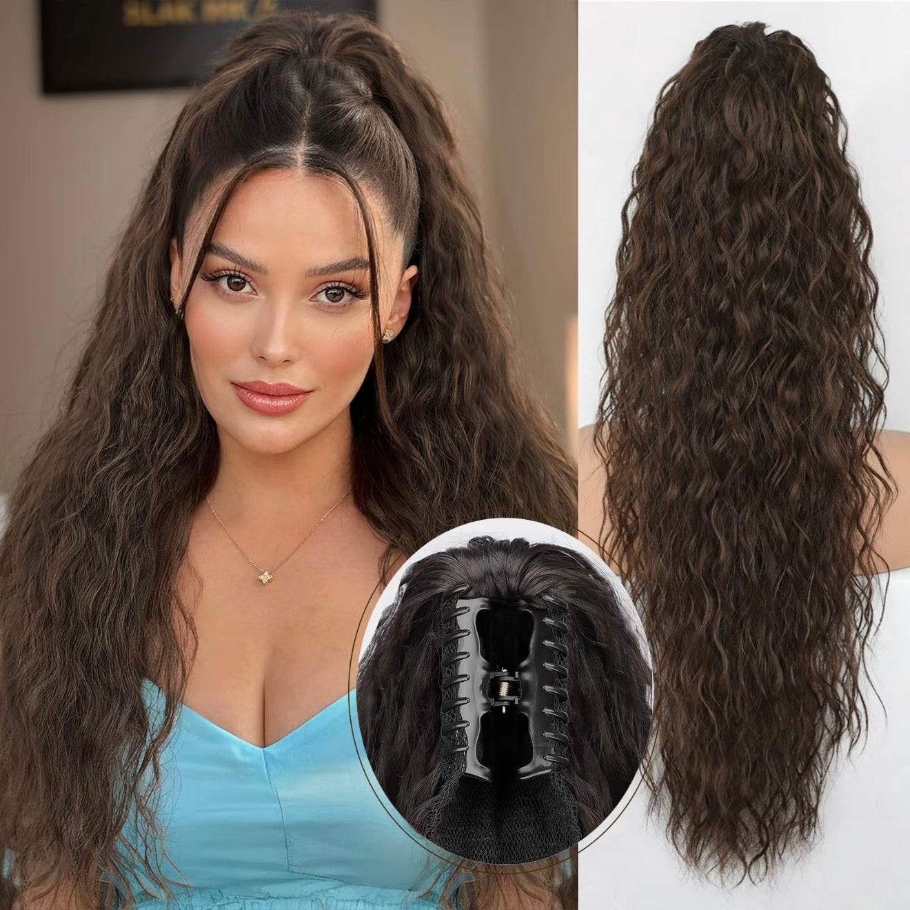 💜2026 NEW IN £12.99!!⚡50K+ SOLD! 💜Curly Wavy Frizzy Hair Extension with Ponytail