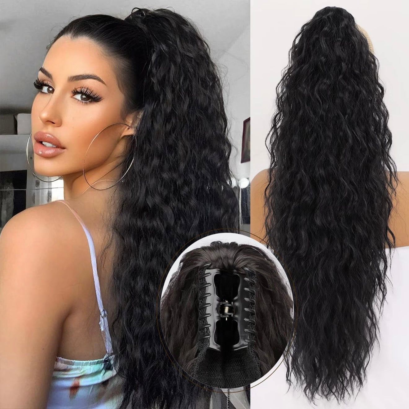 💜2026 NEW IN £12.99!!⚡50K+ SOLD! 💜Curly Wavy Frizzy Hair Extension with Ponytail