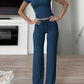 Women's Casual Solid Color T-Shirt & Straight Leg Pants Set