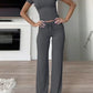 Women's Casual Solid Color T-Shirt & Straight Leg Pants Set