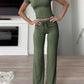 Women's Casual Solid Color T-Shirt & Straight Leg Pants Set