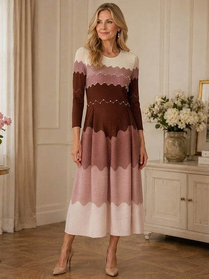 🏖️ Summer Sale 60% off 🏝️ Elegant Pearl Embellished Pleated Maxi Bounce Dress