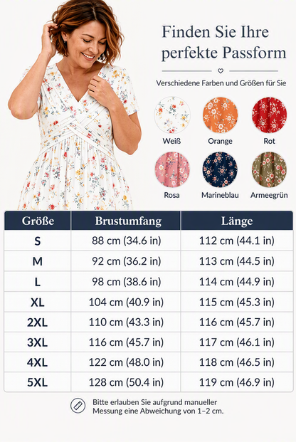 🌸🔥50% RABATT!🔥🔥Blumiges V-Ausschnitt-Kleid mit Taillendrehung – elegant und lässig für jeden Anlass