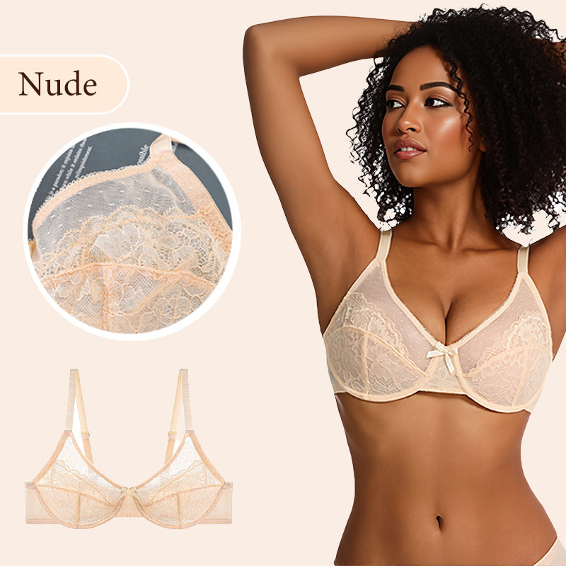 ⏳Brand Weekly Promotion 70% OFF!🖤Women's Mermaid Scales Lace Minimiser Bra Full Cup Wide Side Bands Adjustable Straps